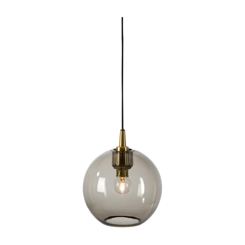 Suspension en verre fumé et structure en laiton 19cm Gloria - Belid