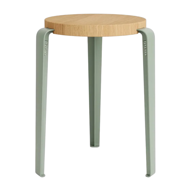 Tabouret en chêne et acier gris eucalyptus Lou - TIPTOE