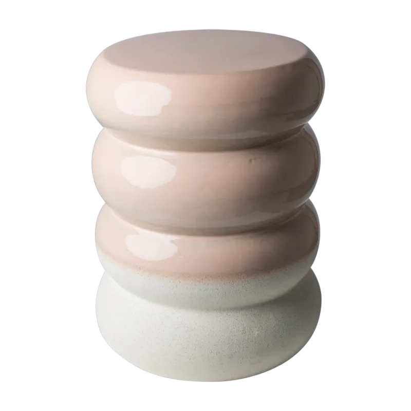 Table d'appoint en céramique rose et blanc Chubby - Pols potten
