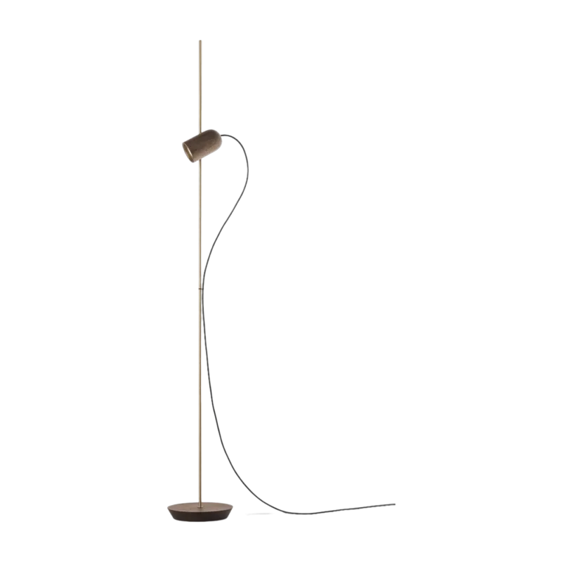 Lampadaire en noyer et détail doré 136cm Onfa - Nomon