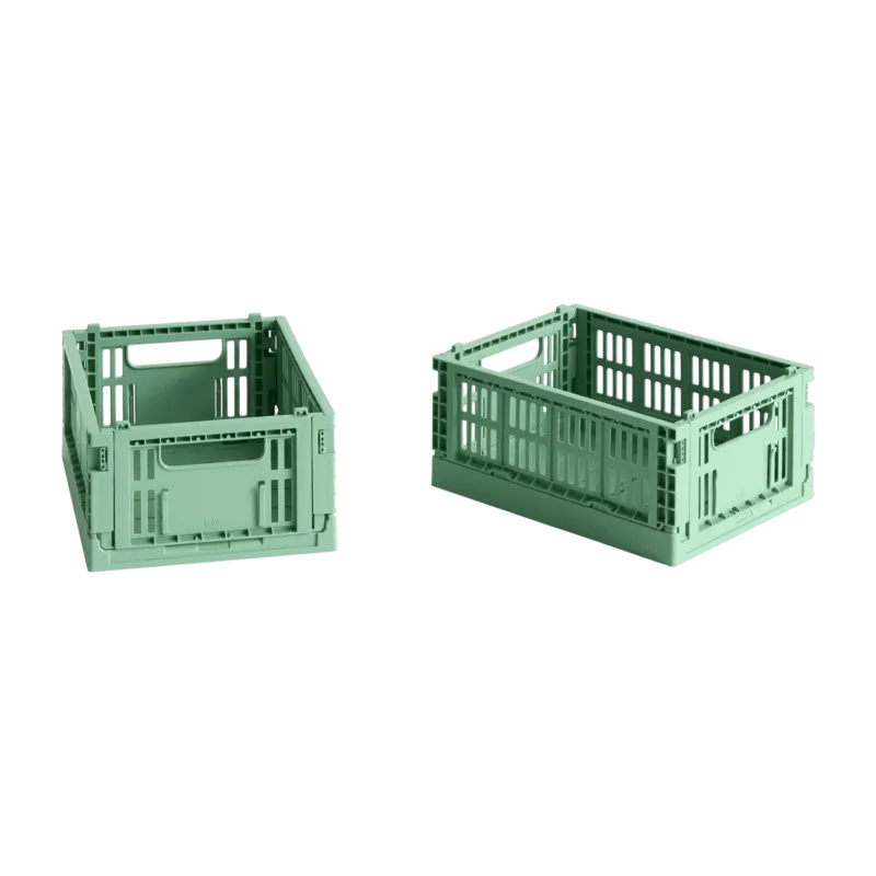 2 paniers en plastique recyclé vert menthe foncé 13x17x8cm Colour Crate - Hay