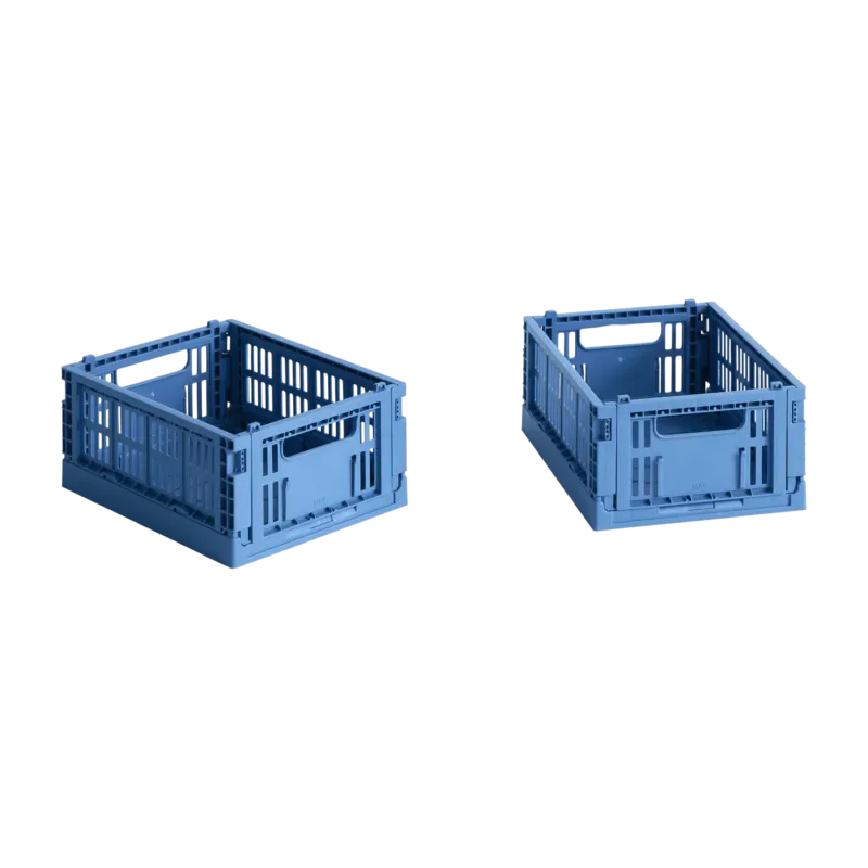 2 paniers en plastique recyclé bleu électrique 13x17x8cm Colour Crate - Hay