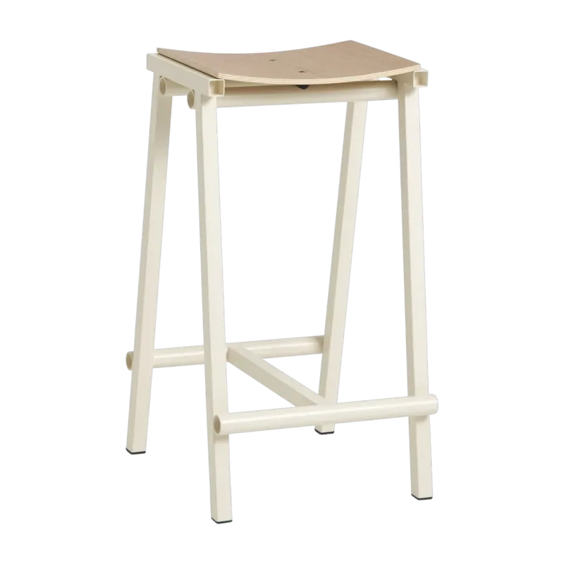 Tabouret de bar en bois de chêne et acier ivoire 65cm Tabourete 8 - Hay