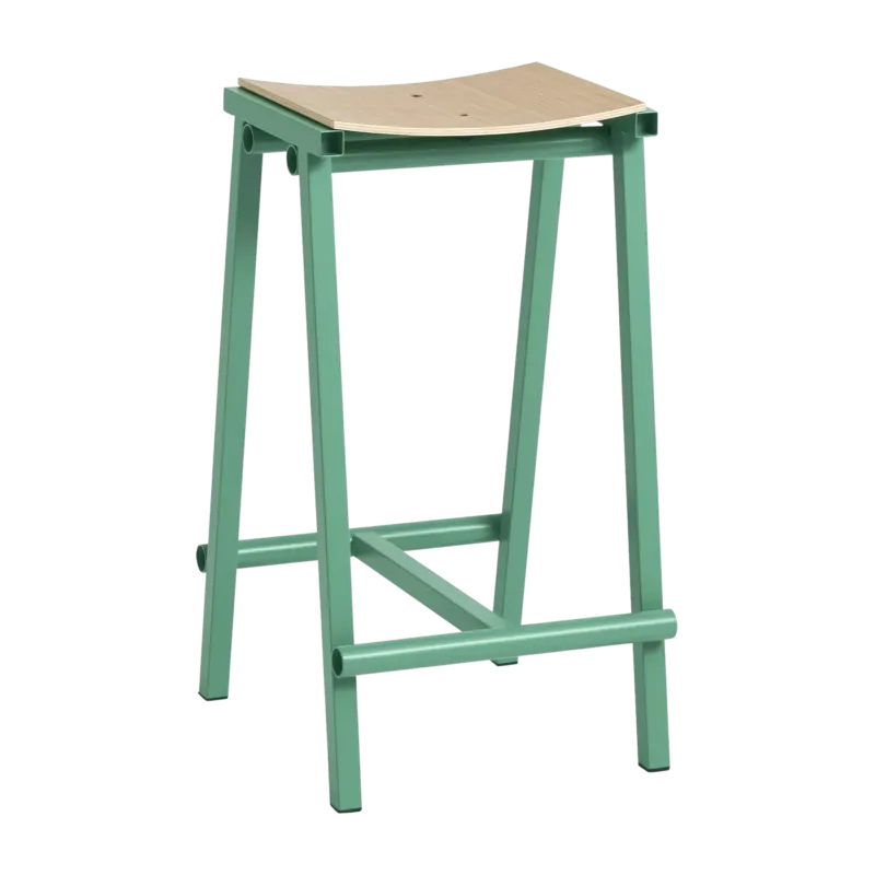 Tabouret de bar en bois de chêne et acier vert jade 65cm Tabourete 8 - Hay