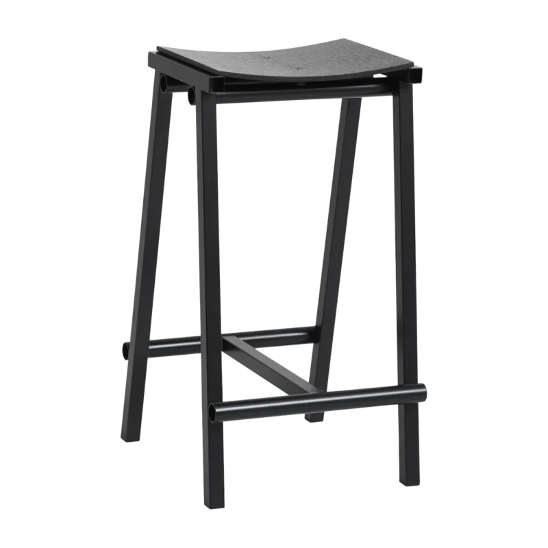 Tabouret de bar en bois de chêne noir et acier noir 65cm Tabourete 8 - Hay