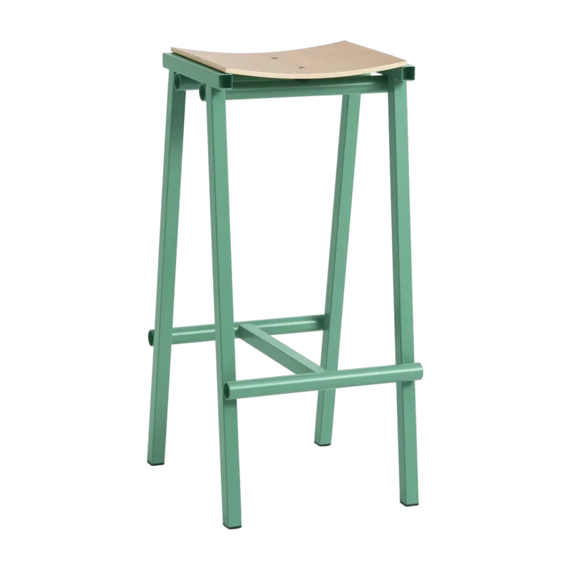 Tabouret de bar en bois de chêne et acier vert jade 75cm Tabourete 8 - Hay