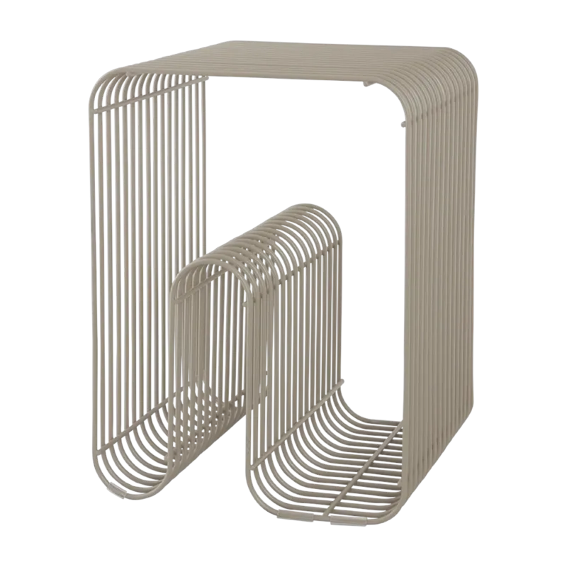 Tabouret et rangement magazine en acier taupe 32x43cm Curva - AYTM