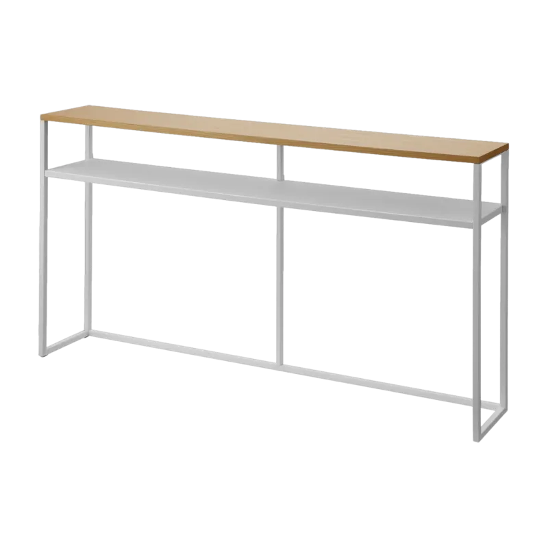 Console avec étagère en acier blanc et bois 126x20,5x65cm - Yamazaki