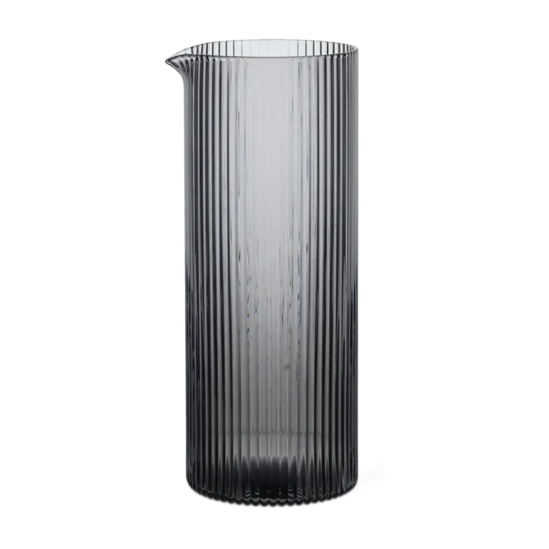 Carafe en verre gris fumé 6,4x16cm Ripple - Ferm Living