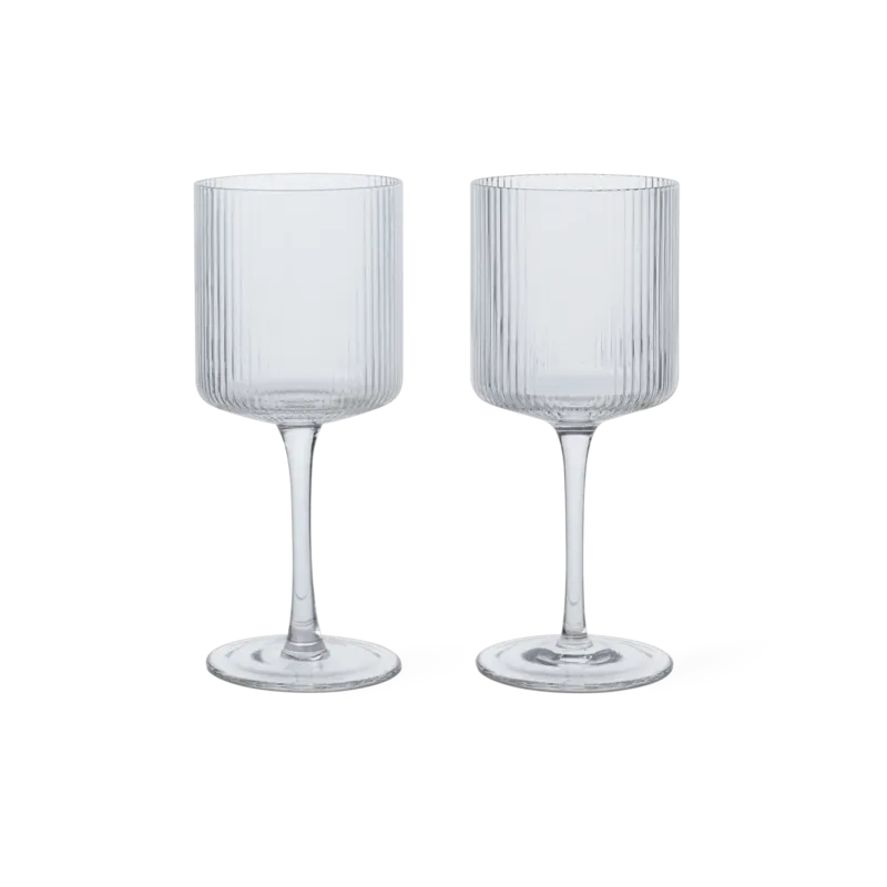2 verres à vin blanc en verre transparent 7,2x16,8cm Ripple - Ferm Living