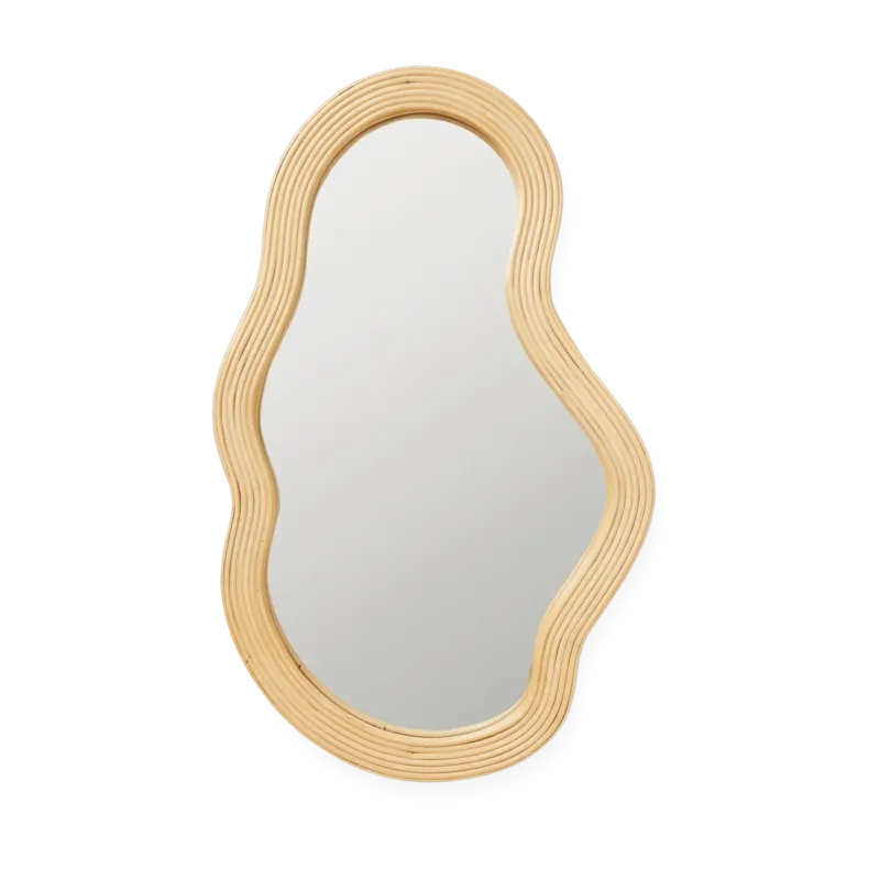 Miroir organique bordure en rotin 40x72,5cm Pond - Ferm Living