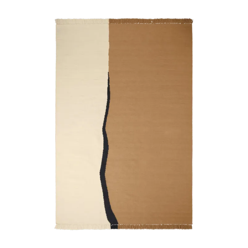 Tapis en laine sable foncé et blanc cassé 200x300cm Soil Kelim - Ferm Living