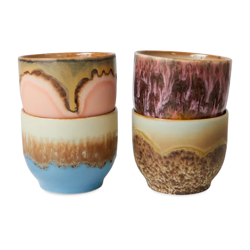 4 Tasses à café en grès 8x7cm Lagoon - HKLIVING