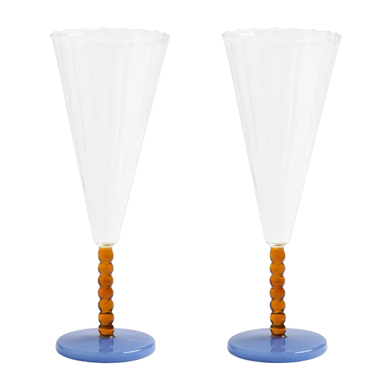 2 Flutes de champagne en verre ambre 18cl 21x7,5cm Perle - &Klevering