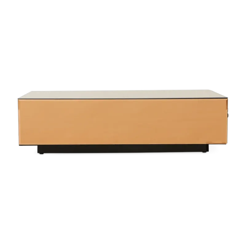 Table basse avec bloc miroir smokey brown 90x90cm - HKLIVING