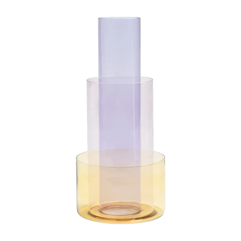 Vase en verre jaune, rose et violet 14,5x32,5cm Amphi - &Klevering