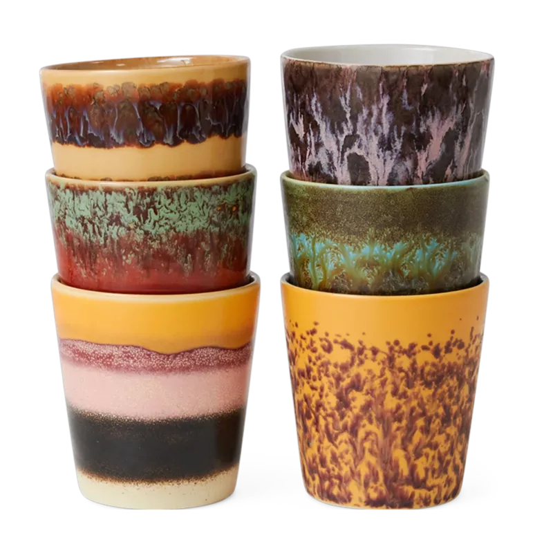 6 Tasses à café en grès 8cm Valley - HKLIVING