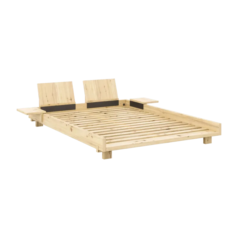 Sommier en bois laqué 140x200cm avec deux dossiers et tables d'appoints Social bed - Karup Design