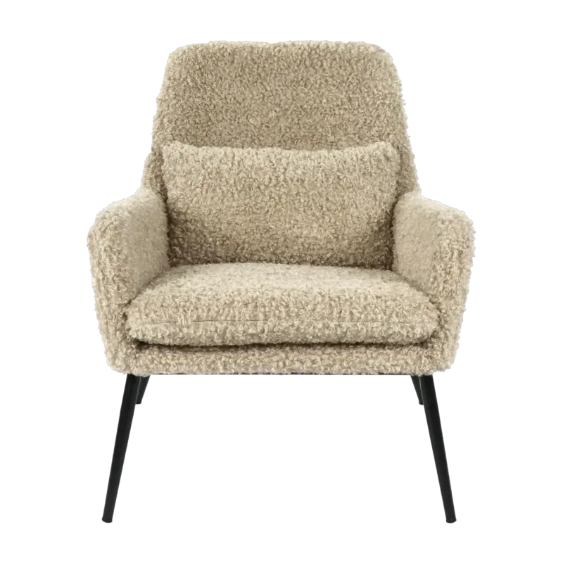 Fauteuil relax en tissu bouclé beige 66x75x77cm Hailey - Pomax