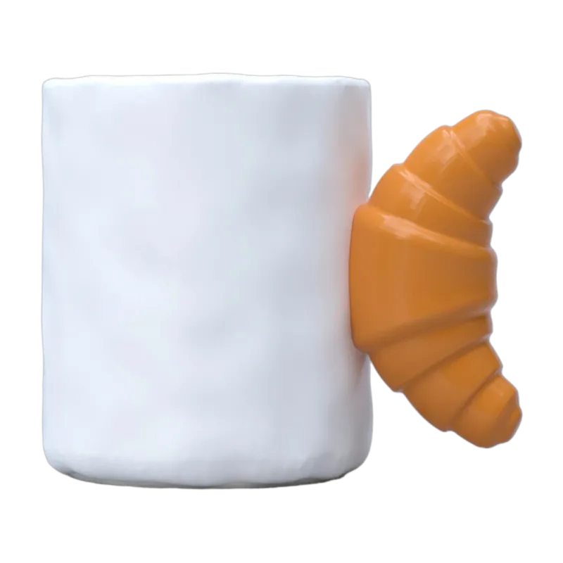 Mug en céramique blanc et marron 12x8x10cm Croissant - Fluid Market