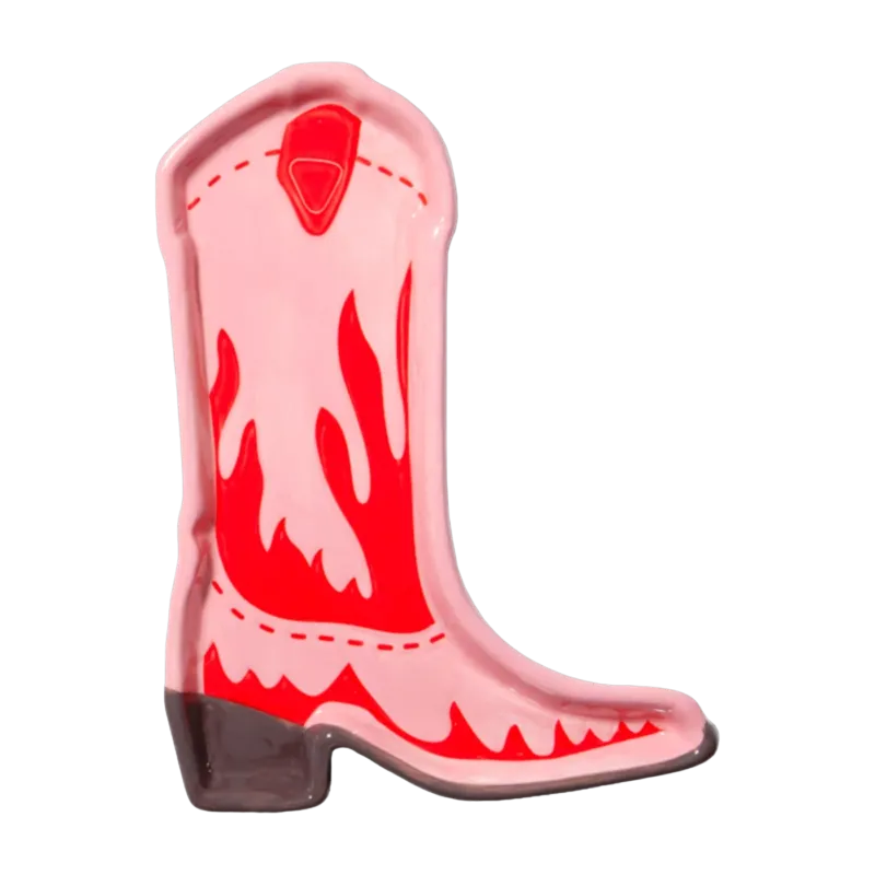 Plateau en céramique botte de cowboy rose 18,5cm - Doiy