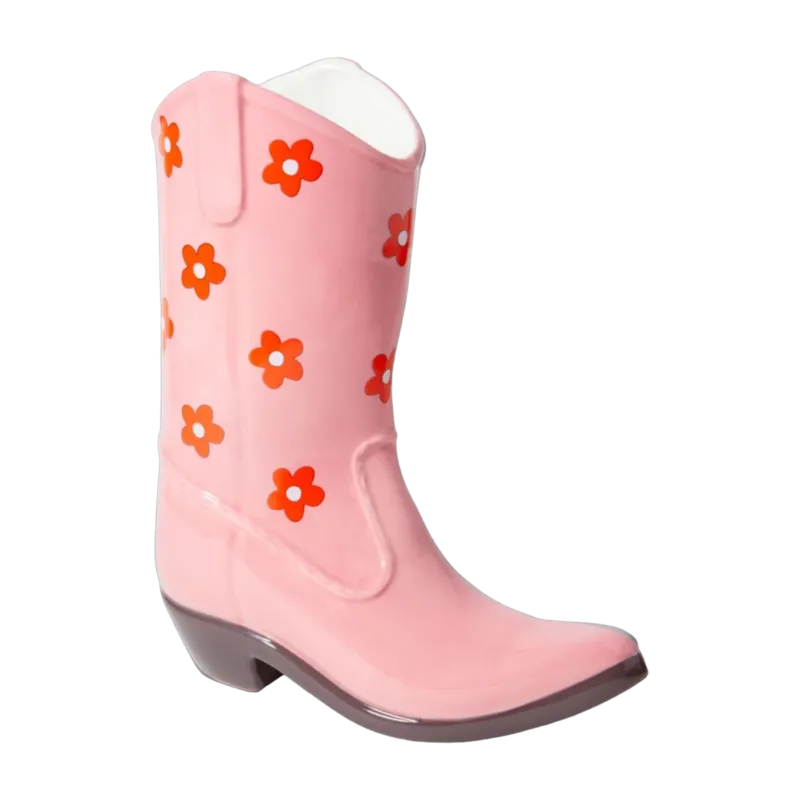Vase en céramique botte de cowboy rose 23cm - Doiy
