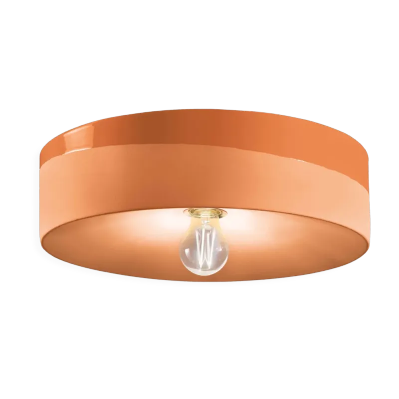 Plafonnier en céramique orange pêche 40x11cm PI - Ferroluce