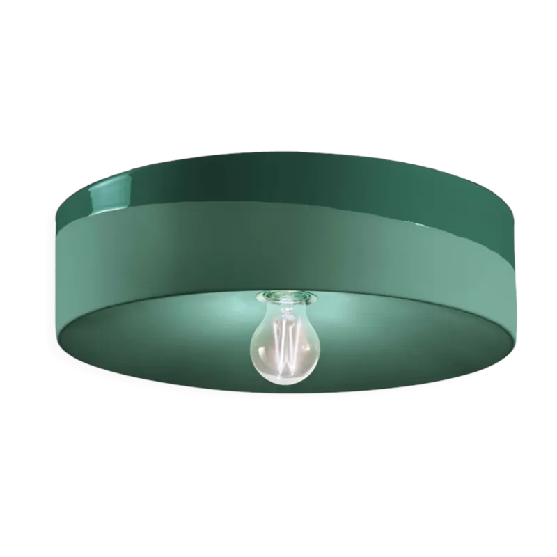 Plafonnier en céramique vert bouteille 40x11cm PI - Ferroluce