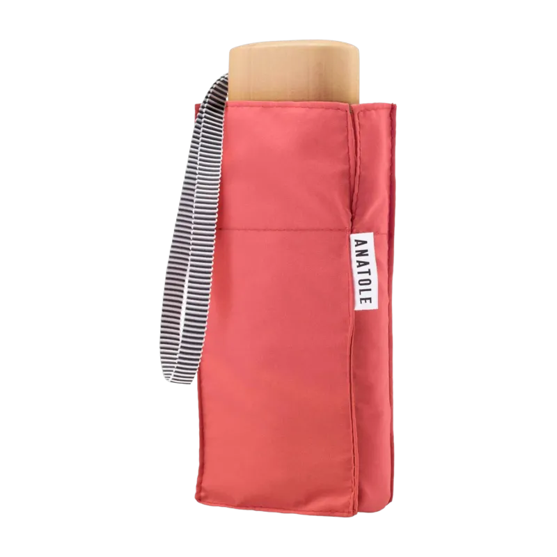 Mini parapluie en bois et toile recyclée rose sorbet 17,5cm Pina - Anatole