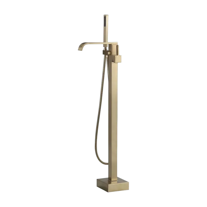 Mitigeur de baignoire au sol en laiton doré brossé Cascade - Kroos