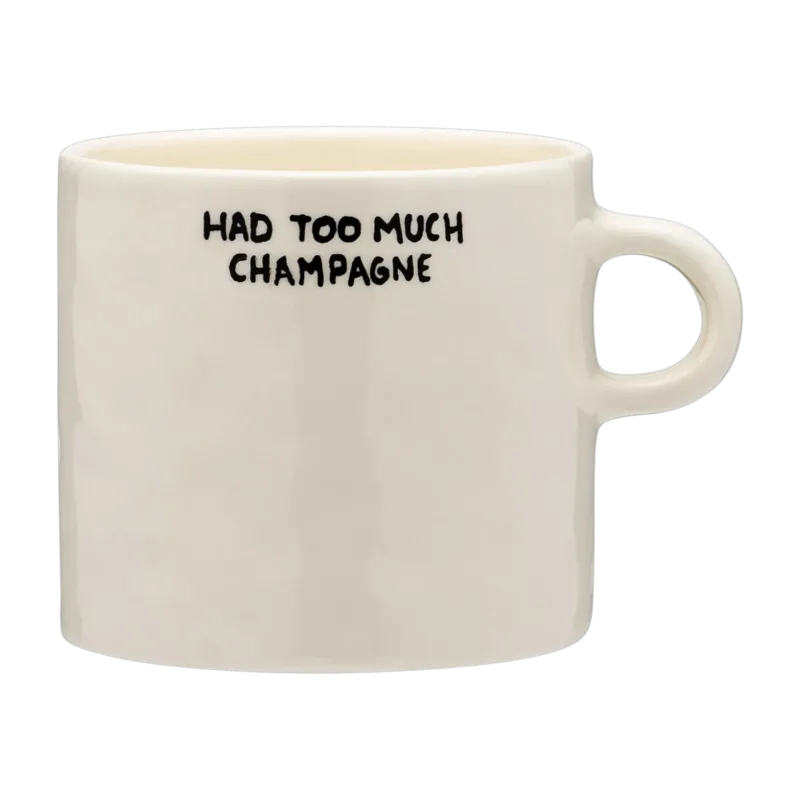 Mug en céramique blanc avec écriture Champagne - Anna + Nina