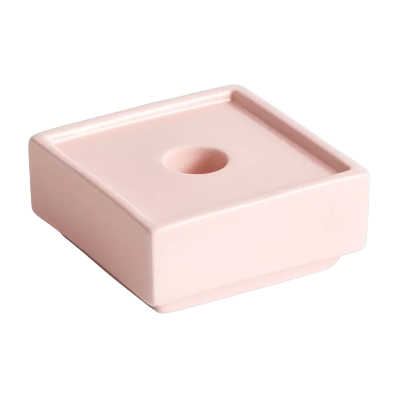 Bougeoir carré en grès rose clair 9,4x9,4x4cm Mattone - HAY