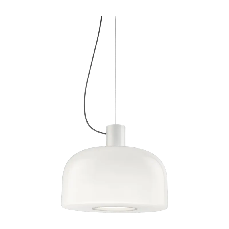 Suspension en verre opalin triplex et aluminium blanc Bellhop Glass S2 - Flos