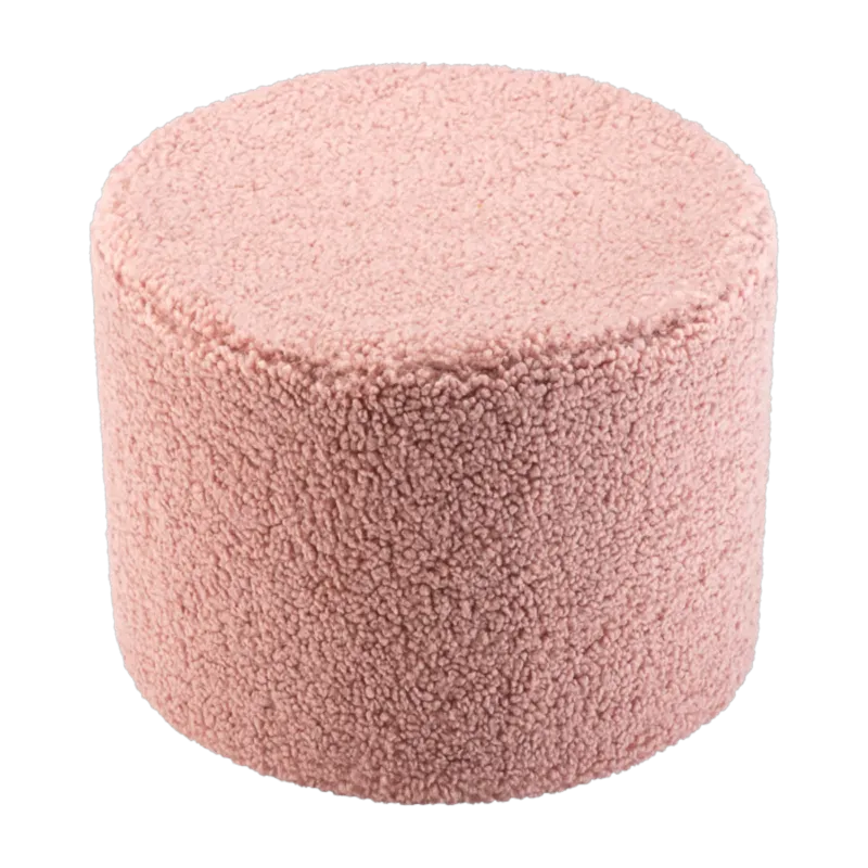 Pouf rond en sherpa bouclé rose 39,5x25cm Pouffe - Wigiwama