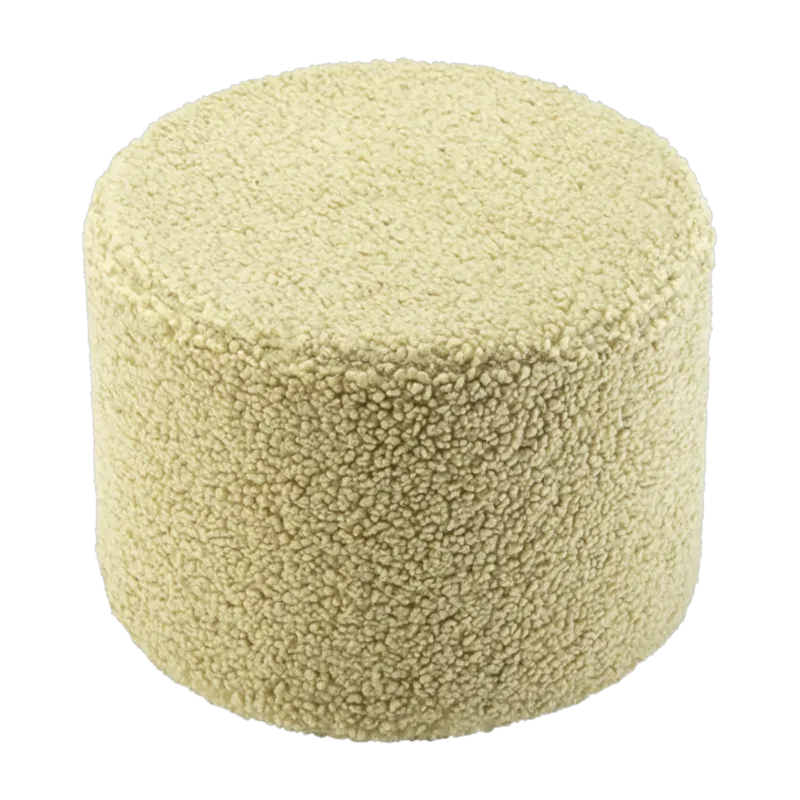 Pouf rond en sherpa bouclé matcha 39,5x25cm Pouffe - Wigiwama