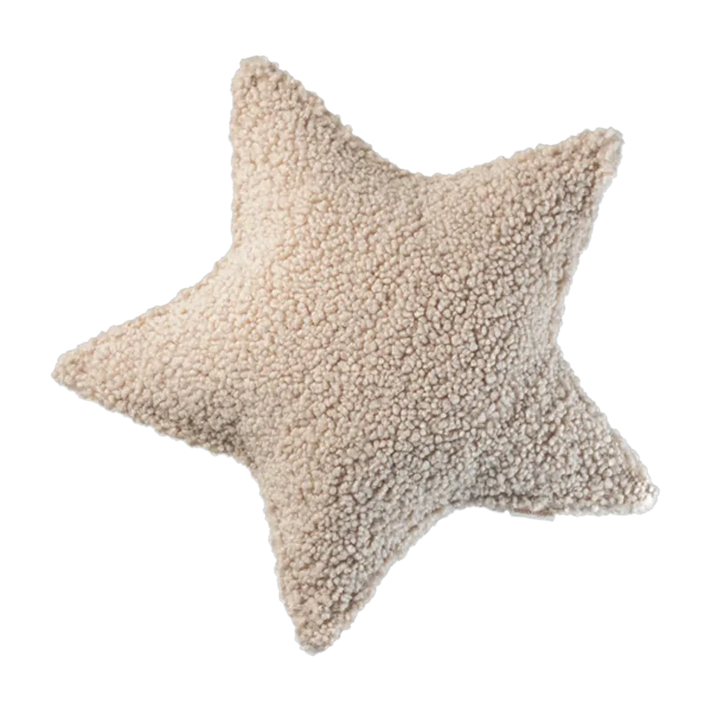 Coussin étoile en sherpa bouclé biscuit 37x40x10cm Cushion - Wigiwama