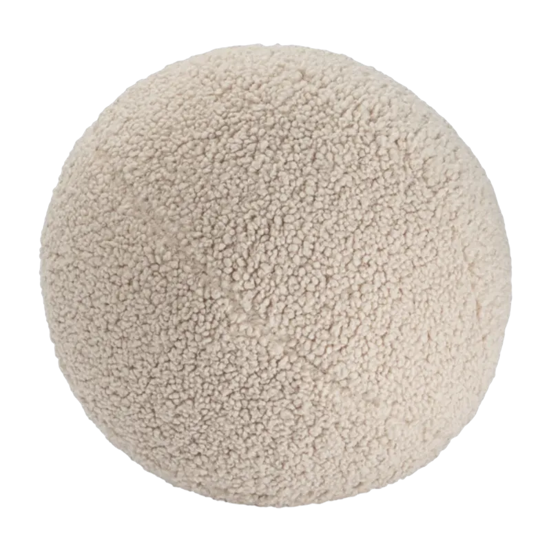 Coussin ballon rond en sherpa bouclé biscuit 35cm Cushion - Wigiwama