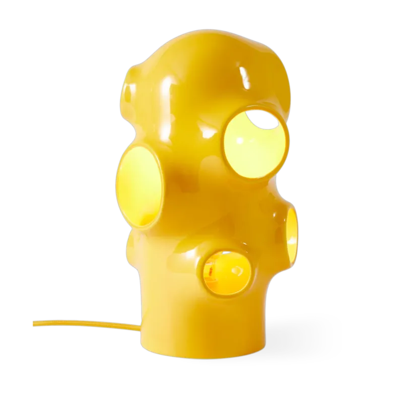 Lampe de table ajourée en céramique jaune 18,1x31,8cm Bulle - Pols Potten