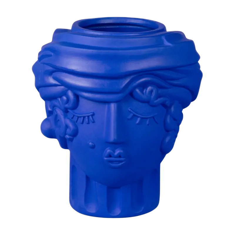 Vase visage en terre cuite bleu 33cm Women - Seletti