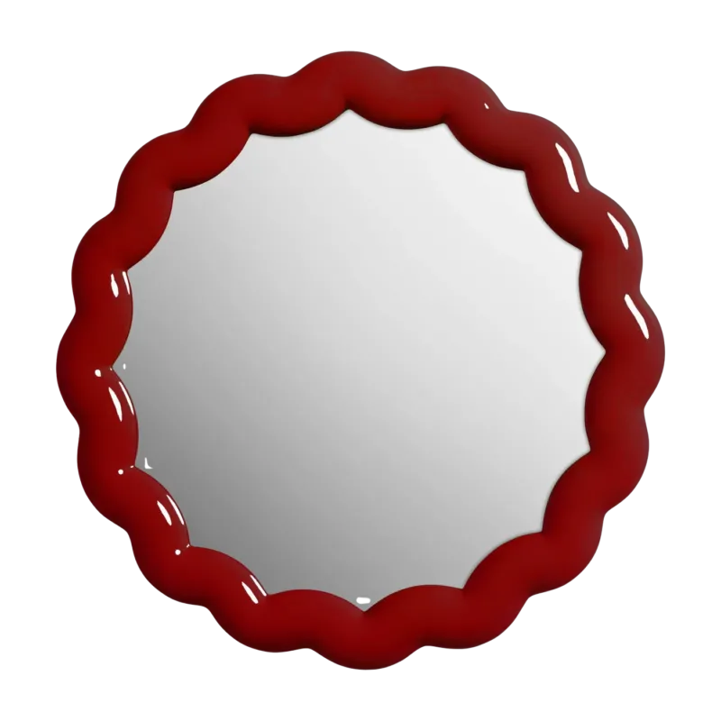 Miroir rond en polyrésine bordeaux 40,5x3cm Zigzag - &Klevering
