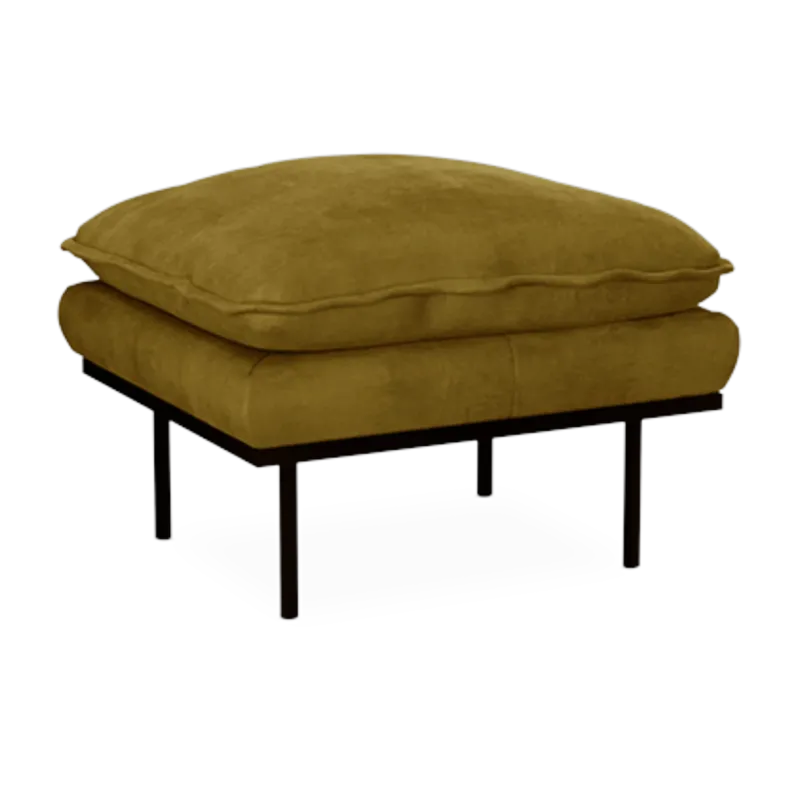 Repose-pieds en velours vert olive Retro - Hkliving