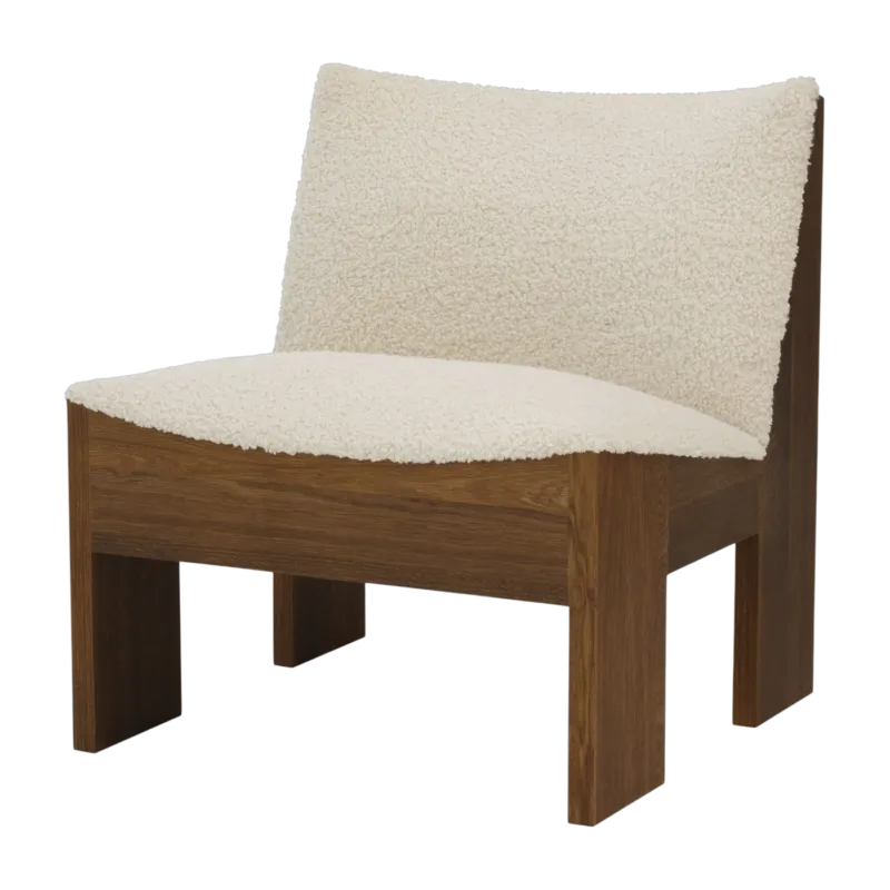 Fauteuil en chêne foncé et textile bouclé blanc Tenon - New works