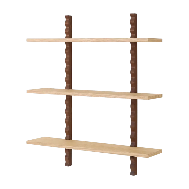 Etagère murale en bois massif d'hévéa et frêne naturel 90x22x102cm Heju x Nobodinoz - Nobodinoz