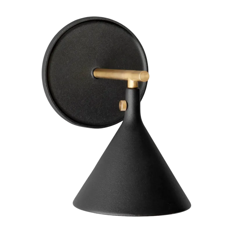Applique murale en fonte d'aluminium noir et détail en laiton brossé 19cm Cast Sconce - Audo