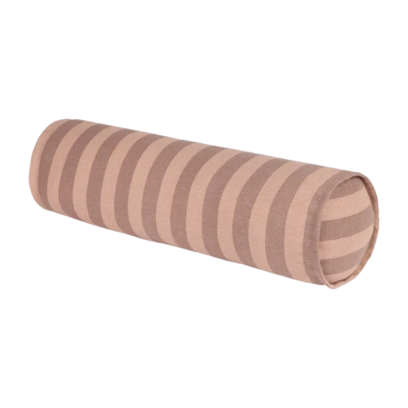 Coussin cylindrique en coton bio à rayures rose et mauve 50x18x18cm Vibes - Nobodinoz