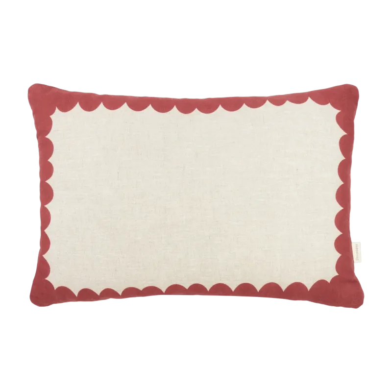 Coussin rectangulaire en lin français rouge carmine 45x30x10cm Vibes - Nobodinoz