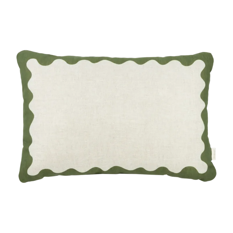 Coussin rectangulaire en lin français vert 45x30x10cm Vibes - Nobodinoz