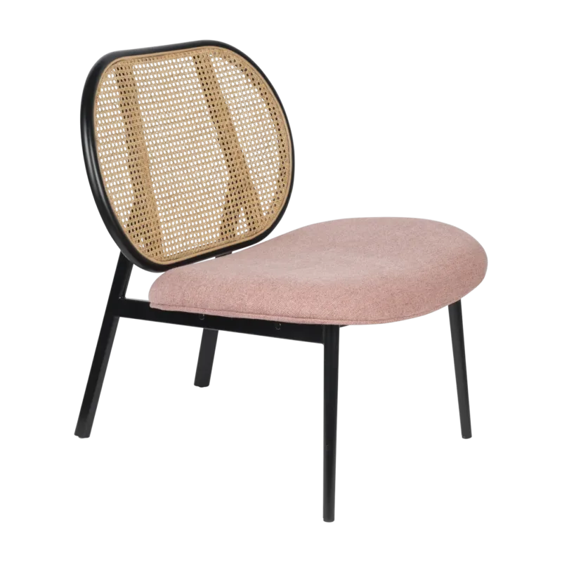Fauteuil en cannage et assise rose 84cm Spike - Zuiver