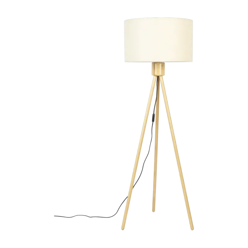 Lampadaire en bambou et coton blanc 155cm Fan - Zuiver