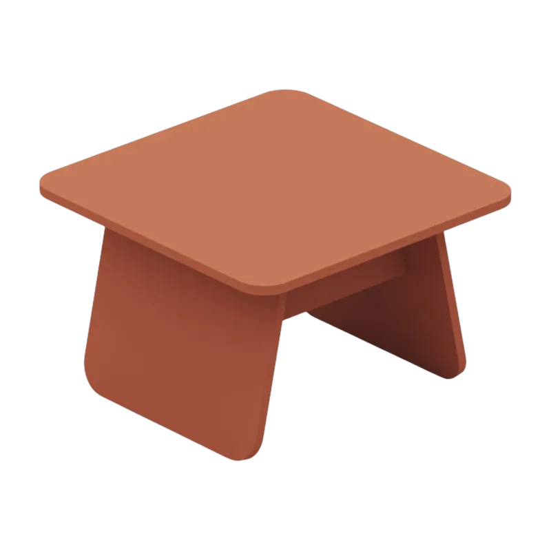 Table basse carrée en bois de chêne terracotta 60x60x38cm Momoko - EMKO